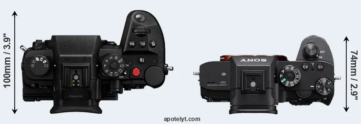 Compare GH7 versus A7R III top