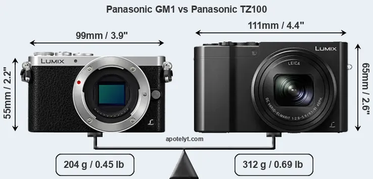 Size Panasonic GM1 vs Panasonic TZ100