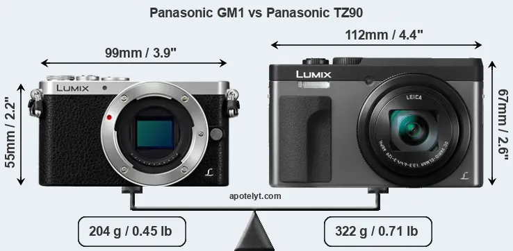 Size Panasonic GM1 vs Panasonic TZ90