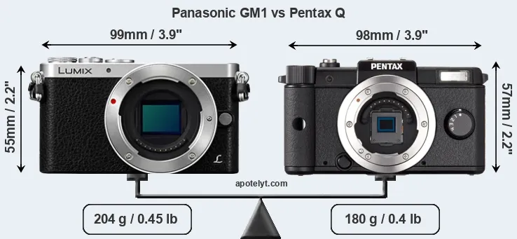 Size Panasonic GM1 vs Pentax Q