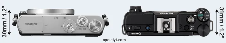 Compare GM1 versus Pentax Q top