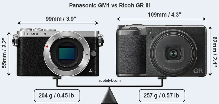 Size Panasonic GM1 vs Ricoh GR III