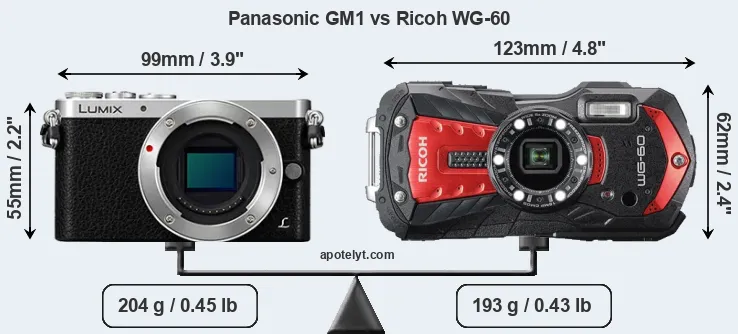 Size Panasonic GM1 vs Ricoh WG-60