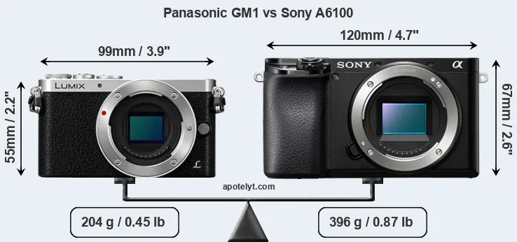 Size Panasonic GM1 vs Sony A6100
