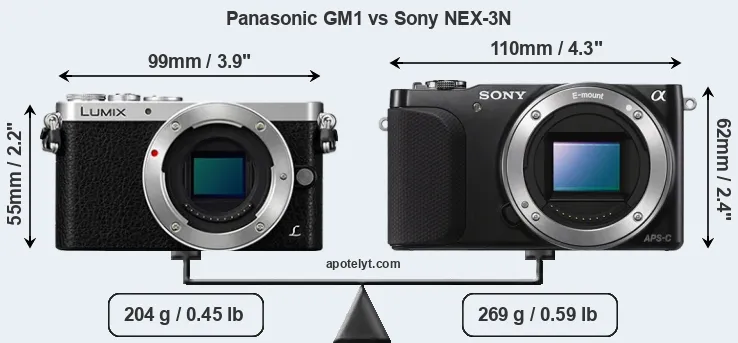 Size Panasonic GM1 vs Sony NEX-3N