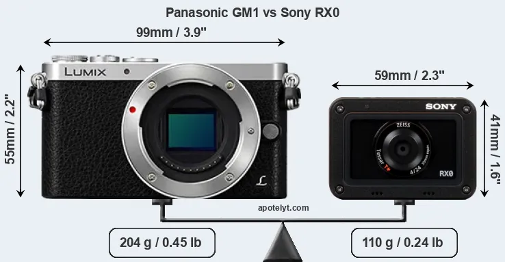 Size Panasonic GM1 vs Sony RX0