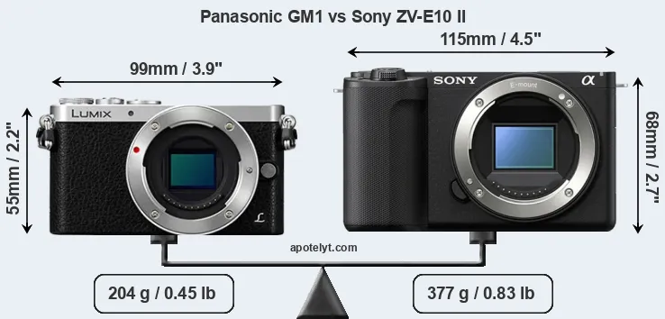 Size Panasonic GM1 vs Sony ZV-E10 II