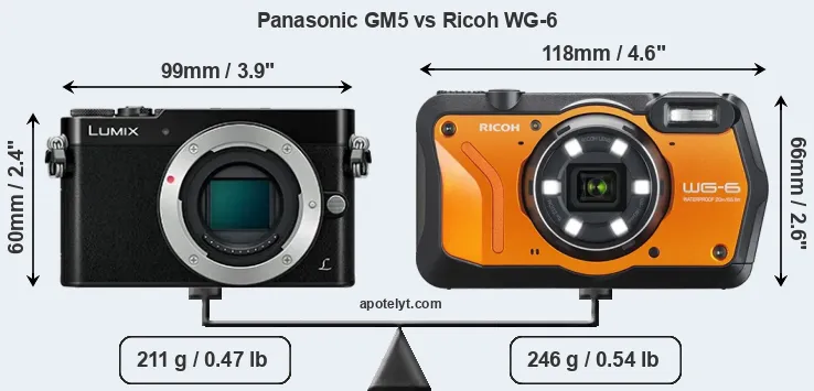 Size Panasonic GM5 vs Ricoh WG-6