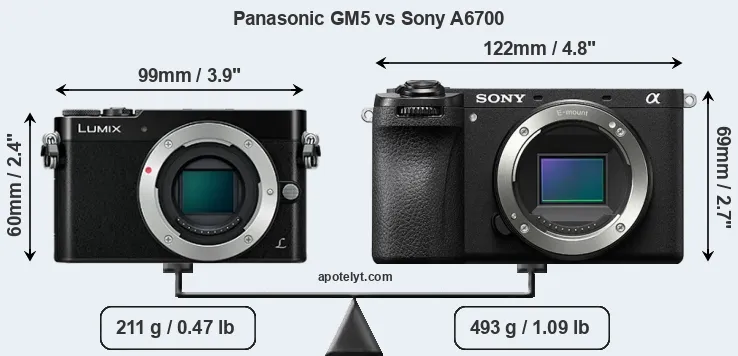 Size Panasonic GM5 vs Sony A6700