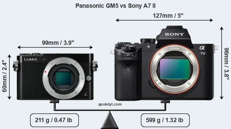 Size Panasonic GM5 vs Sony A7 II
