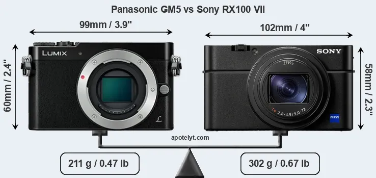 Size Panasonic GM5 vs Sony RX100 VII