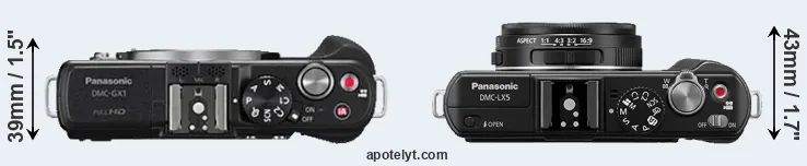 Compare GX1 versus LX5 top