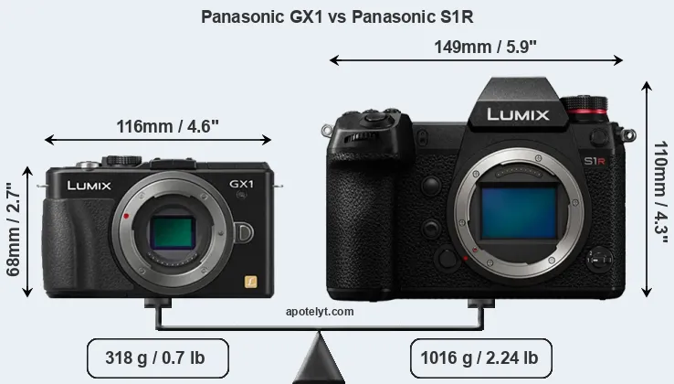 Size Panasonic GX1 vs Panasonic S1R