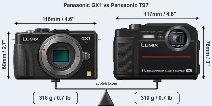 Size Panasonic GX1 vs Panasonic TS7