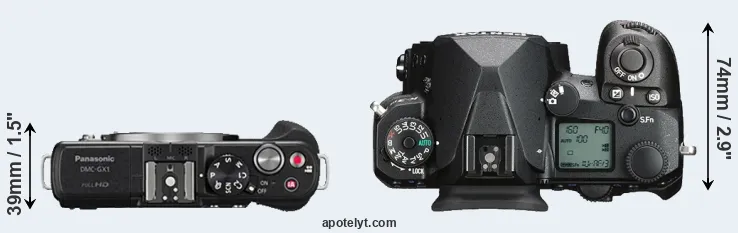 Compare GX1 versus K-3 III top