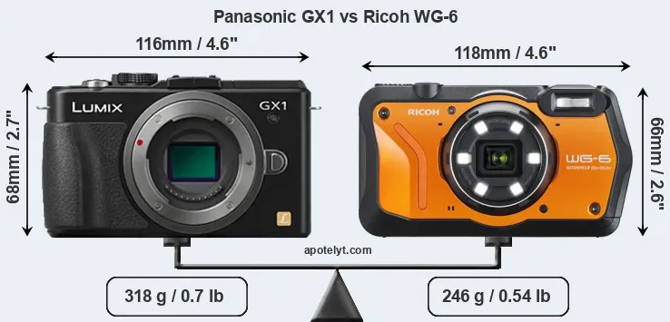 Size Panasonic GX1 vs Ricoh WG-6