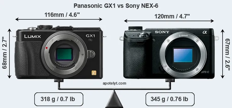 Size Panasonic GX1 vs Sony NEX-6