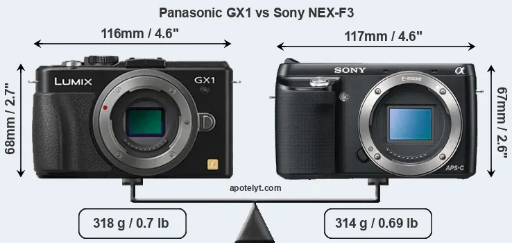 Size Panasonic GX1 vs Sony NEX-F3