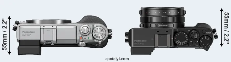 Compare GX7 versus LX100 top