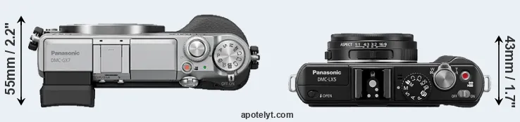 Compare GX7 versus LX5 top