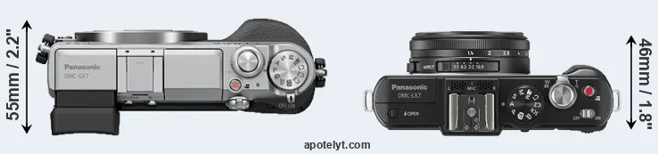 Compare GX7 versus LX7 top