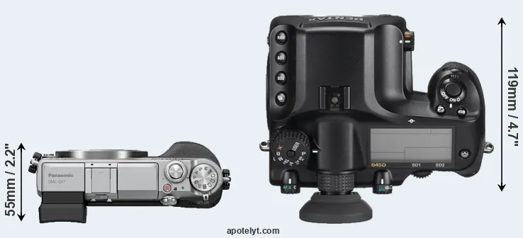 Compare GX7 versus 645D top
