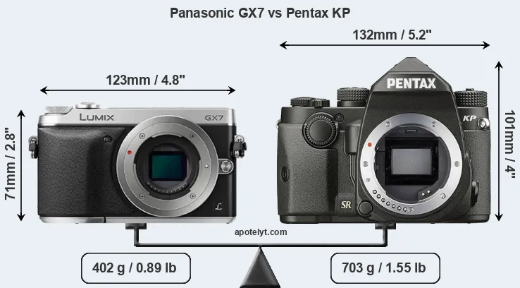 Size Panasonic GX7 vs Pentax KP