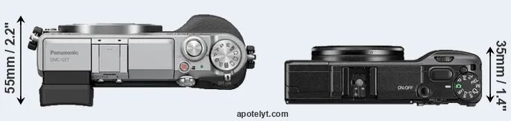 Compare GX7 versus GR II top