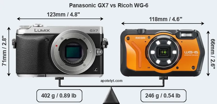 Size Panasonic GX7 vs Ricoh WG-6