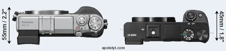 Compare GX7 versus A6000 top