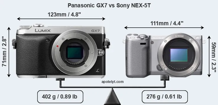 Size Panasonic GX7 vs Sony NEX-5T