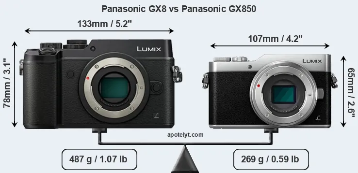 Size Panasonic GX8 vs Panasonic GX850