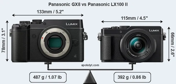 Size Panasonic GX8 vs Panasonic LX100 II