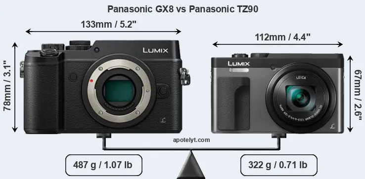 Size Panasonic GX8 vs Panasonic TZ90