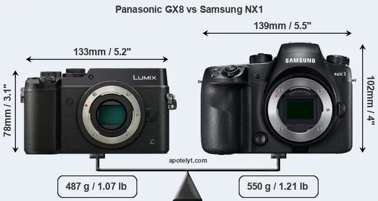 Size Panasonic GX8 vs Samsung NX1