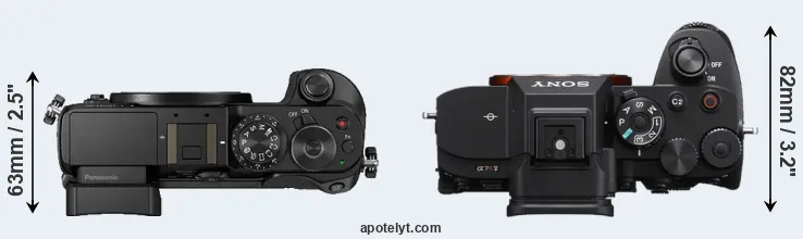 Compare GX8 versus A7R V top