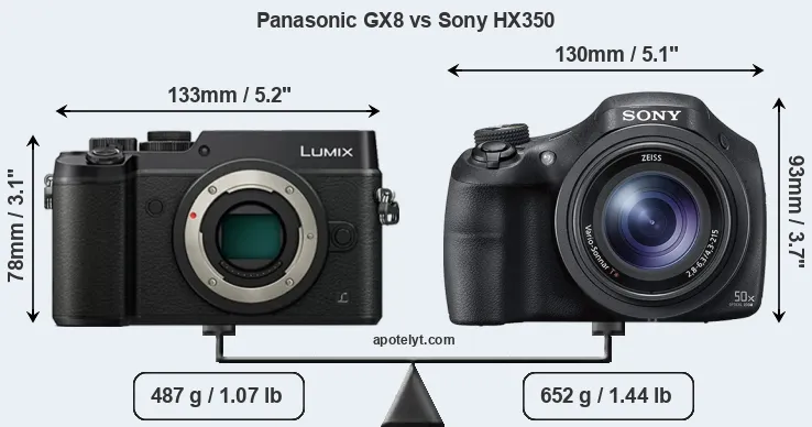 Size Panasonic GX8 vs Sony HX350