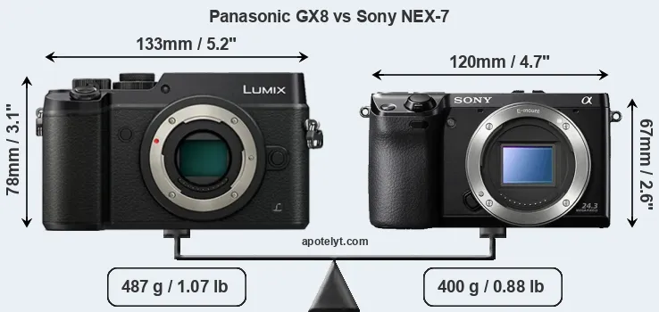 Size Panasonic GX8 vs Sony NEX-7