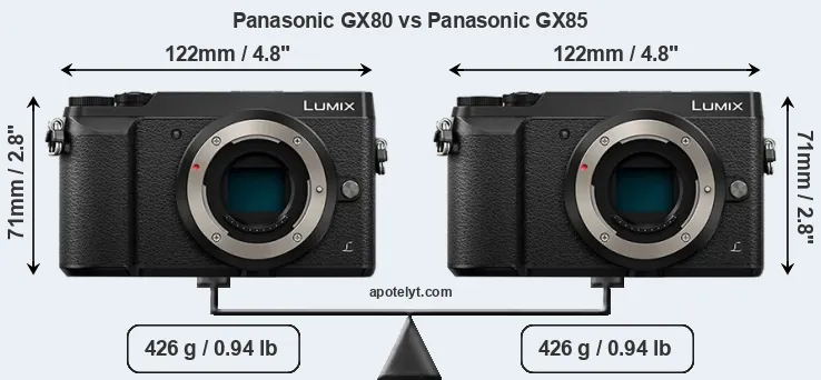 Size Panasonic GX80 vs Panasonic GX85