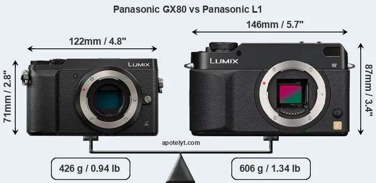 Size Panasonic GX80 vs Panasonic L1