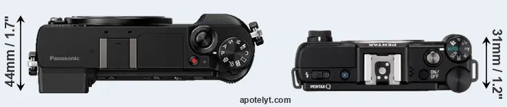 Compare GX80 versus Pentax Q top