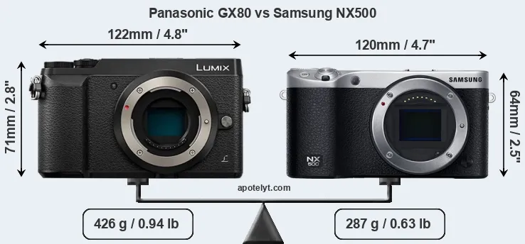 Size Panasonic GX80 vs Samsung NX500