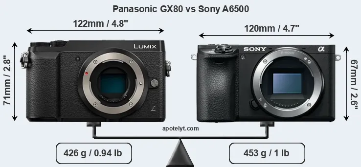 Size Panasonic GX80 vs Sony A6500