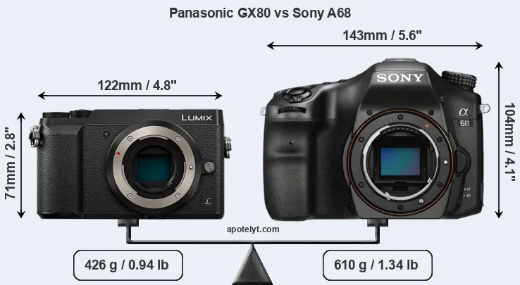 Size Panasonic GX80 vs Sony A68