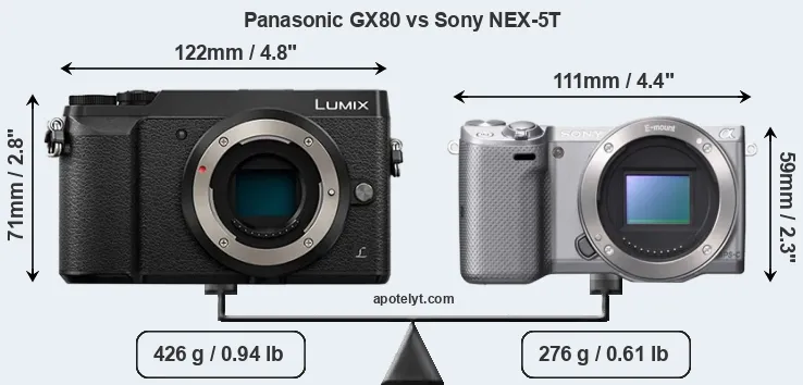 Size Panasonic GX80 vs Sony NEX-5T