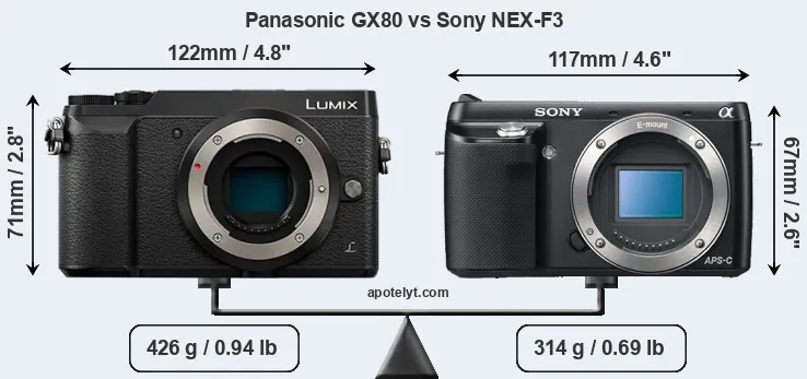 Size Panasonic GX80 vs Sony NEX-F3