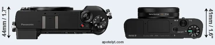 Compare GX80 versus RX100 IV top