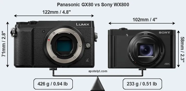 Size Panasonic GX80 vs Sony WX800