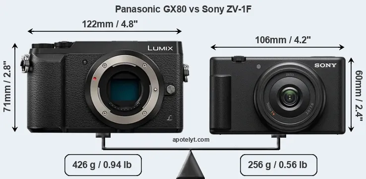 Size Panasonic GX80 vs Sony ZV-1F