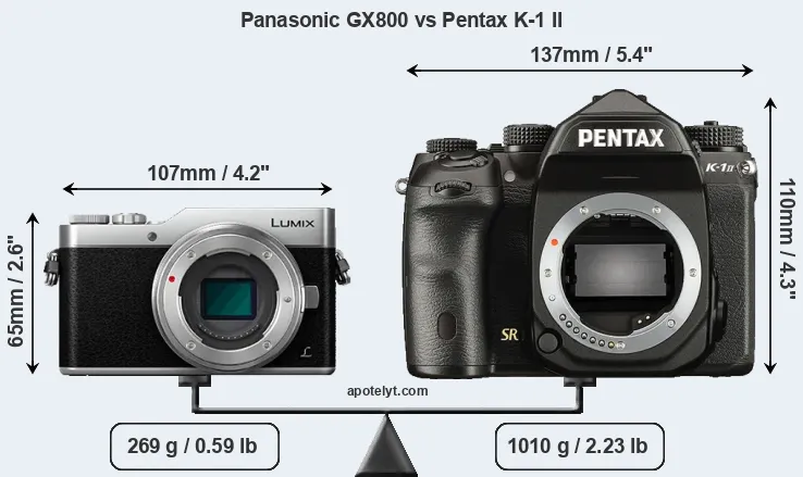 Size Panasonic GX800 vs Pentax K-1 II